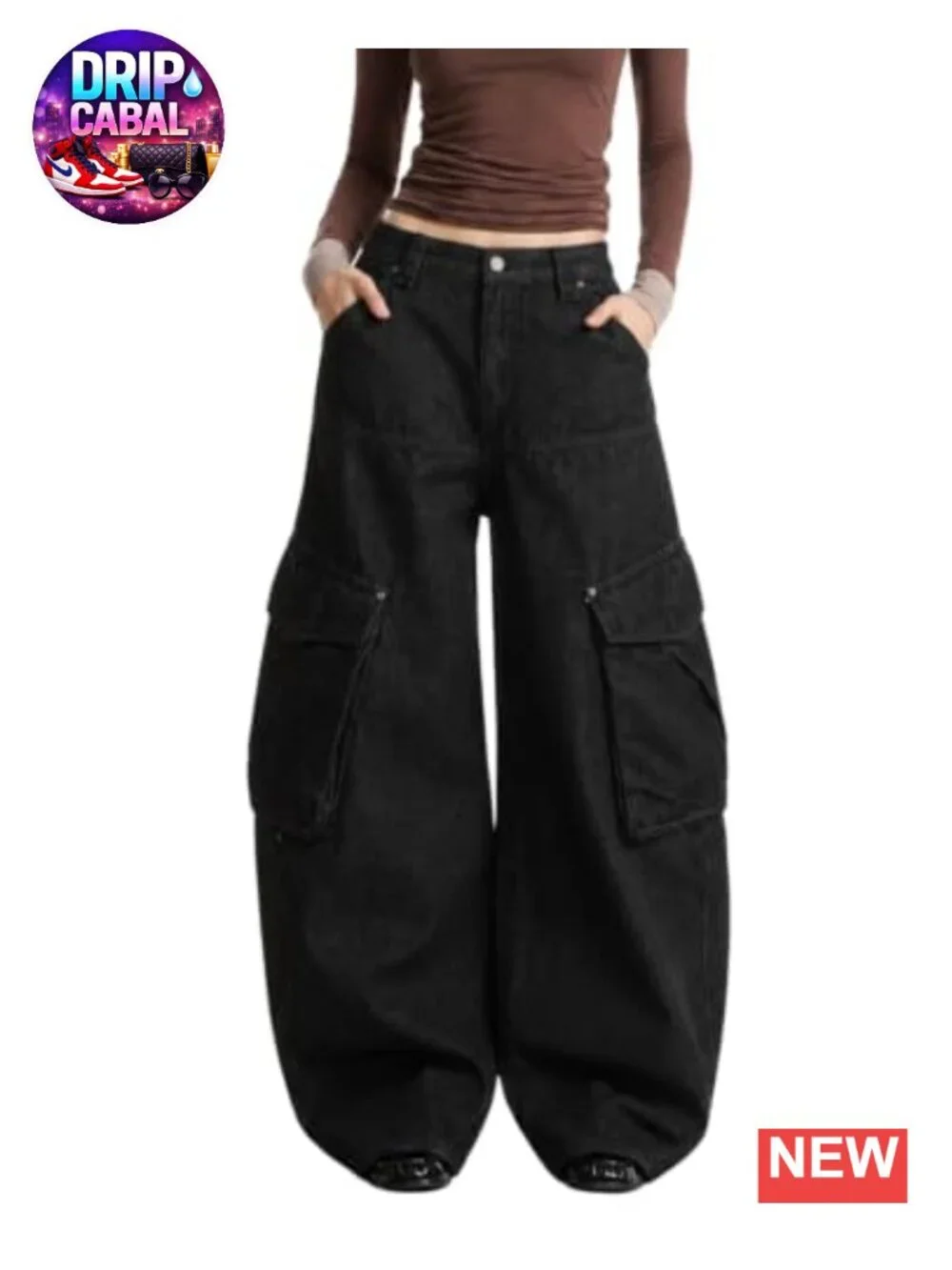 High Waist Wide Leg Baggy Cargo Jeans Women Barrel Denim Pants